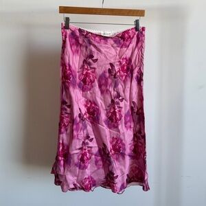 NWOT Pink For Love And Lemons Floral Print Midi Skirt Sz Small